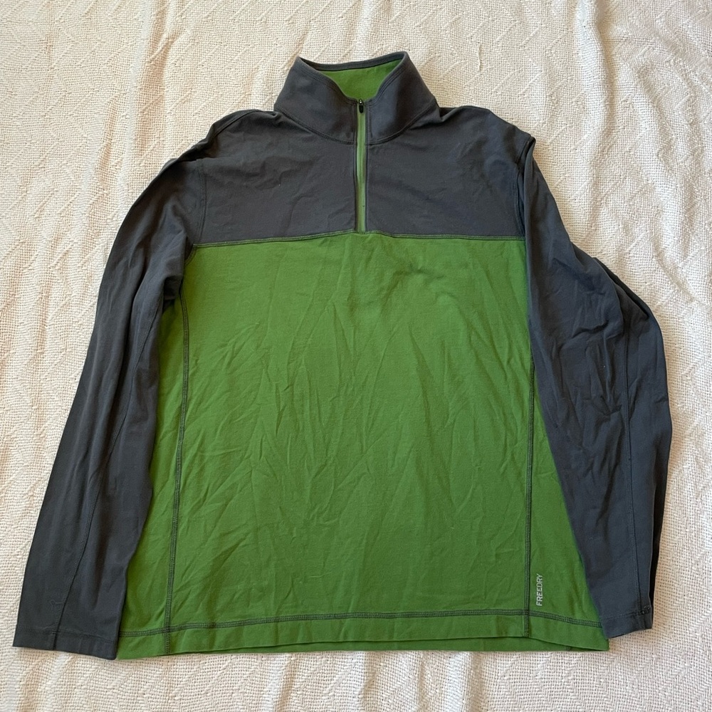 Eddie Bauer Men Large Green Gray Colorblock Quarter Zip Lightweight Jacket NWOT
